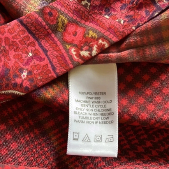 Tunic Top Women’s 2X Paisley & Plaid Print Plum Silky Party Boho - Picture 15 of 16